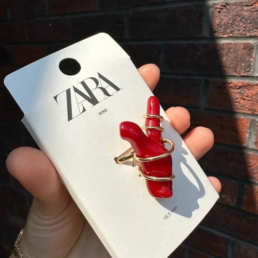 ZARA RED CORAL FINGER RING - Picture 10 of 14